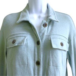 Madewell Brushed Knit Shirt Jacket Shacket Side Hand Pockets Relaxed Sage XS